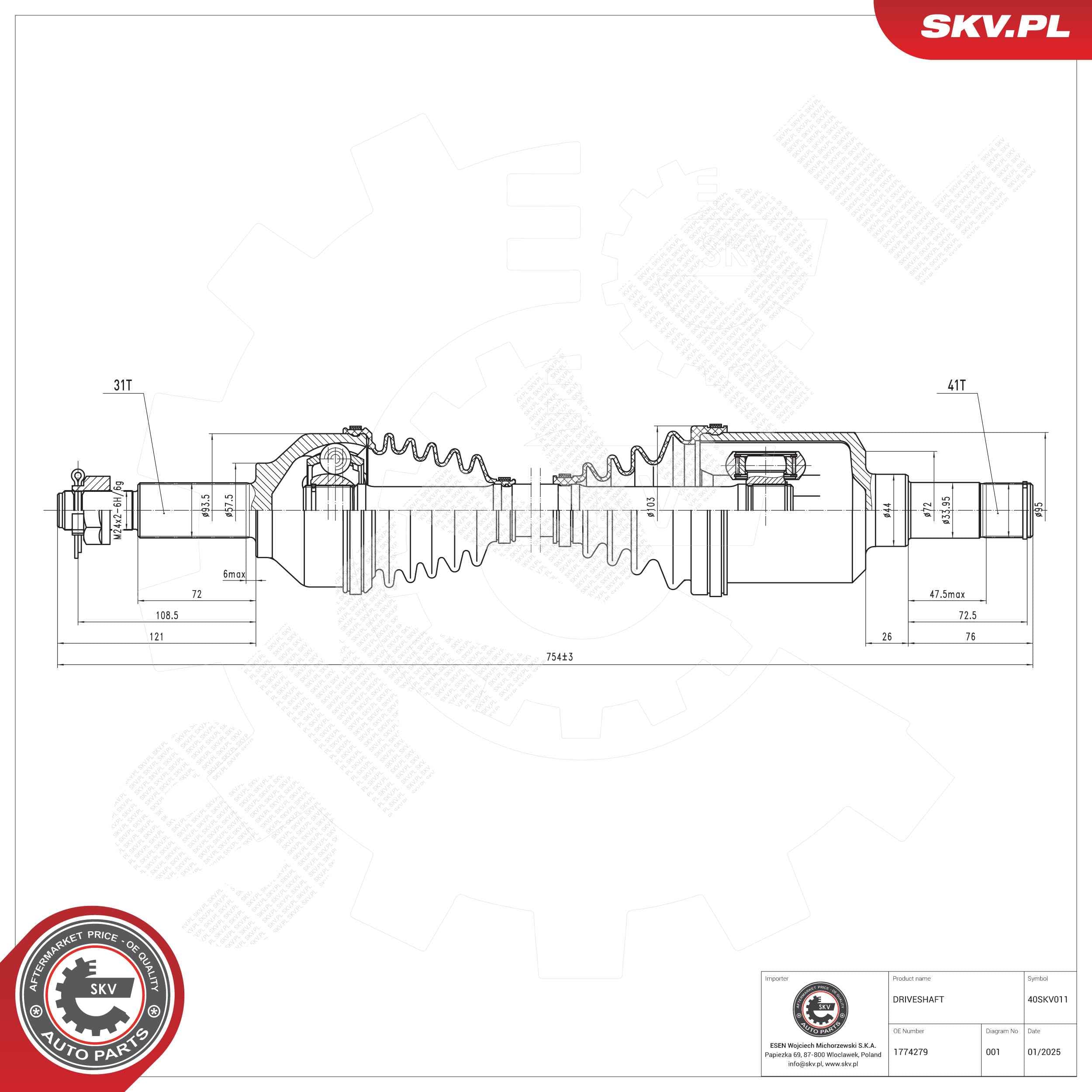 Image of Drive shaft ; FORD Tourneo Custom Transit Custom Transit V363 ; 1774279