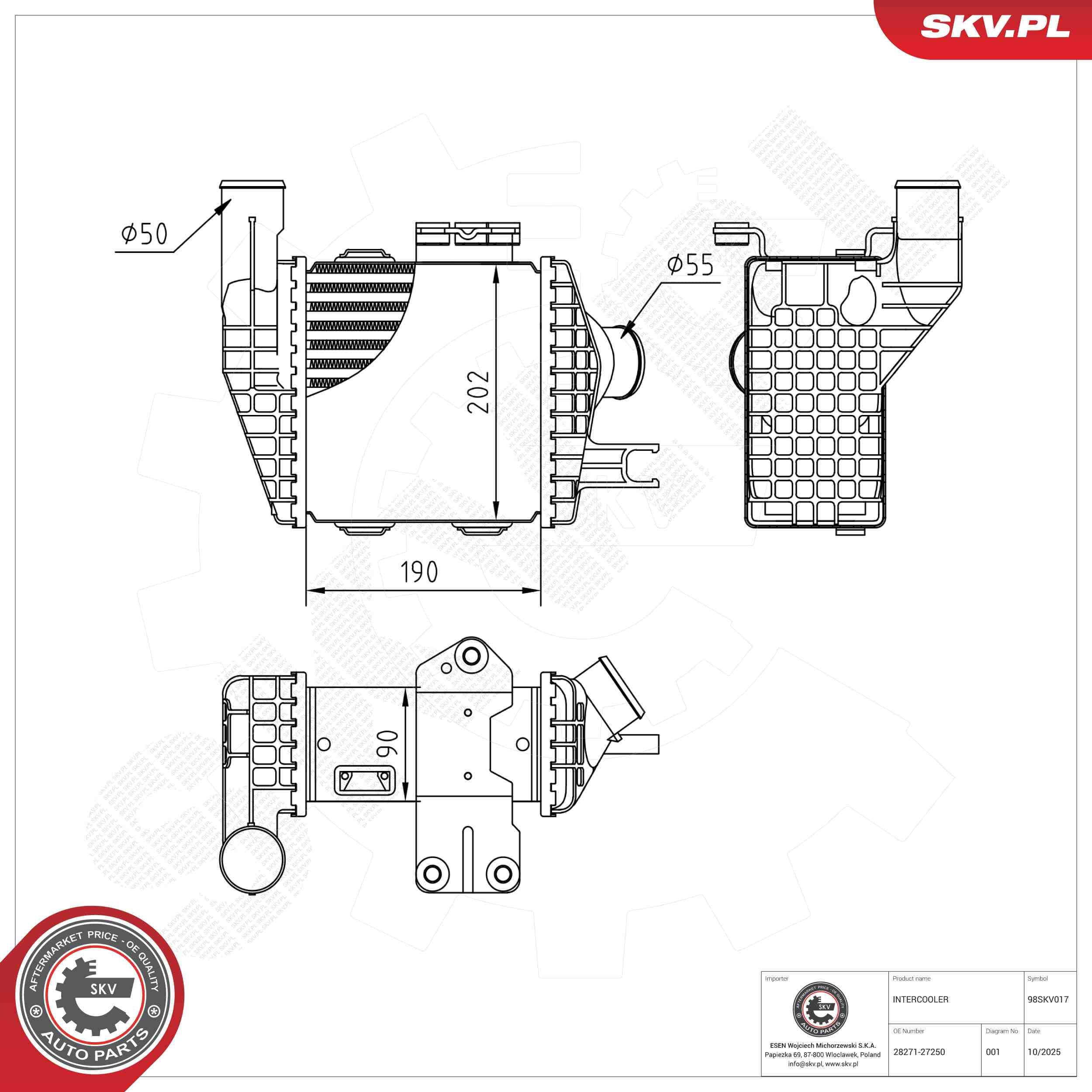 Image of Intercooler ; HYUNDAI Tucson KIA Sportage II ; 28271-27250